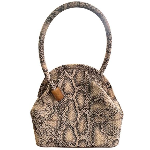Louise Et Cie | Bubble Snake Embossed Leather Framed Mini Bag | Toasted Almond - Picture 1 of 12